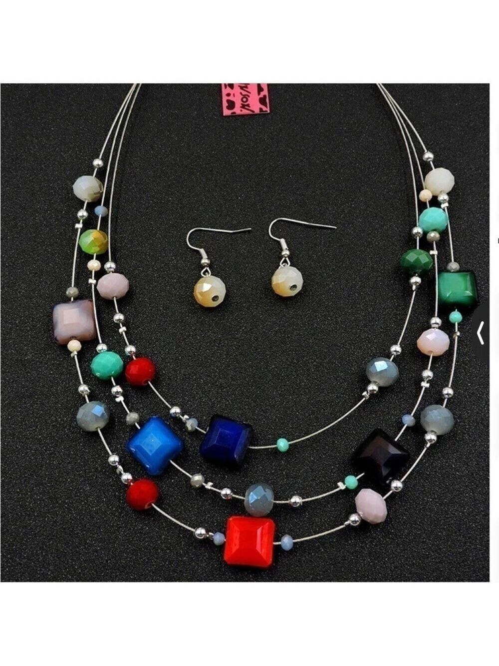 Betsey Johnson Beaded Necklace Earring Set